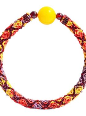 纯手工编织立体回纹手镯情侣手绳民族风九紫离火成品可调节可穿珠