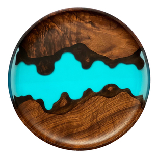 实木果盘树脂干泡茶盘木质盘子胡桃木圆形高级托盘圆盘轻奢餐盘