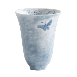 叁旬 手绘蝶恋花闻香杯功夫茶杯陶瓷茶具主人杯女喝茶品茗杯单杯