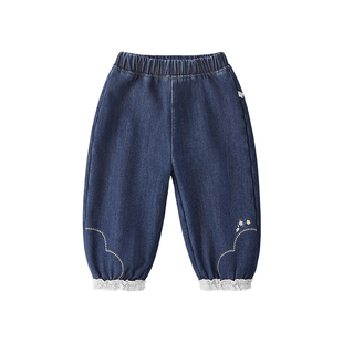 儿童加绒牛仔裤两岁女宝宝冬装长裤小女孩薄绒裤秋冬女童裤子冬季