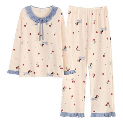 猫人纯棉睡衣女士春秋冬季