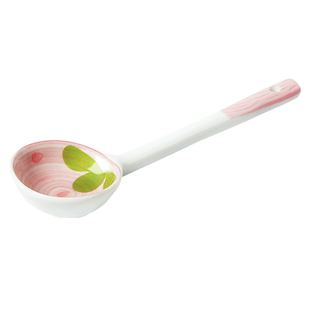 草莓陶瓷汤勺家用大号盛喝汤长柄大勺子少女心可爱调羹汤匙稀饭勺
