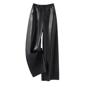 海宁真皮皮裤女2025秋冬新款绵羊皮长裤高腰显瘦休闲百搭阔腿皮裤