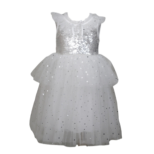 丢手绢原创儿童白色礼服裙子女童亮片连衣裙主持人生日高端演出服