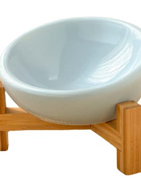 陶瓷斜口护颈釉下彩猫狗碗MUJI款