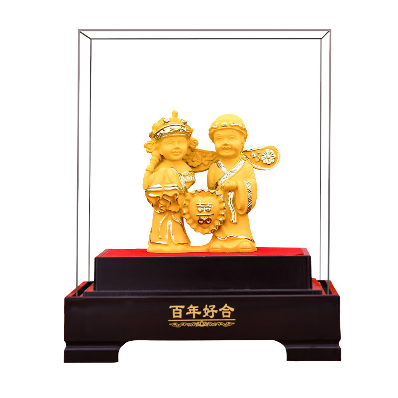 绒沙金结婚礼物婚房百年好合摆件