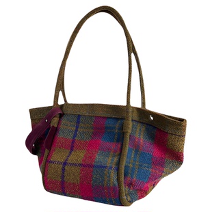 【乐园/翅膀包】SpicyCapSoul原创小众复古粗花呢色织格纹篮子包