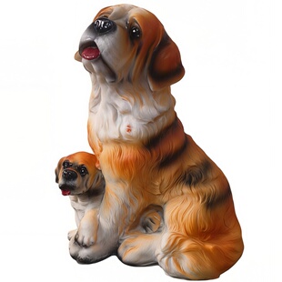 树脂可爱圣伯纳犬模型仿真狗摆件爱狗朋友收藏纪念品装饰品小狗狗