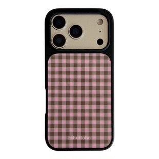 EshuRohe法式复古玫瑰可露丽风格子纹苹果iPhone17pro手机壳16磁吸小众高级感原创15max粉14plus黑框情侣新款