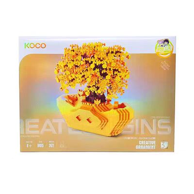 KOCO积木永生花盆栽花束摆件多肉迎客松中国风家居拼装积木玩具男