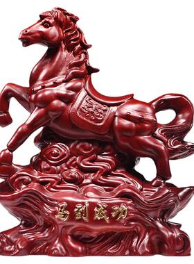 实木红色木马摆件装饰大马工艺品