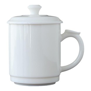 500ml加大号水杯办公杯羊脂玉瓷简易泡茶茶具个人杯马克杯可定制