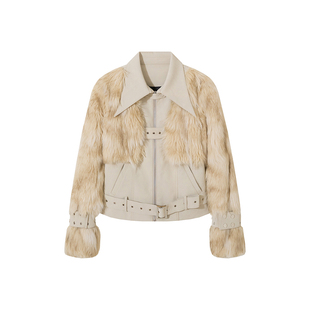 AE30 Saint 拼接毛毛皮衣重工保暖夹棉短款外套上衣女冬