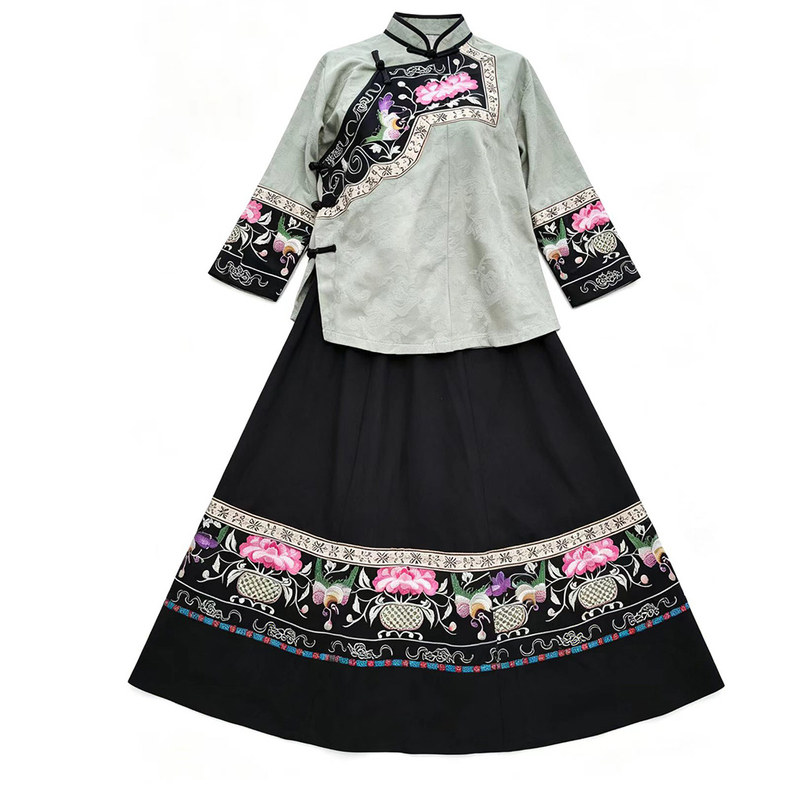 三月儿童民族风棉麻演出服套装