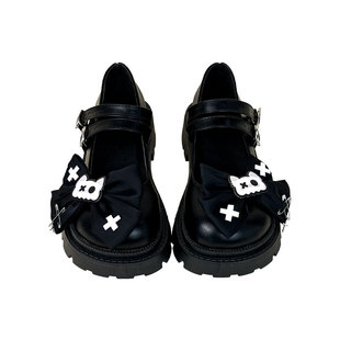 艾米与麦麦黑色玛丽珍小皮鞋日系女jk鞋子原创女生配裙子浅口厚底