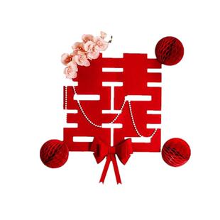 婚房布置结婚女方卧室房门喜字贴装饰婚礼新房背景墙门贴囍字套装