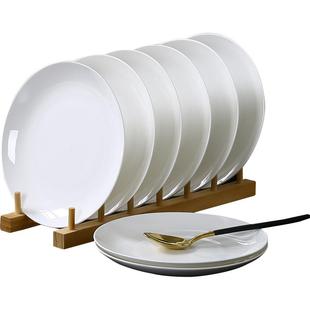 纯白骨瓷盘子简约家用菜盘圆形盘子平盘方盘6个套装唐山陶瓷餐具