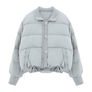 Basic House/百家好冬季新款立领羽绒服女款小个子白鸭绒短款外套