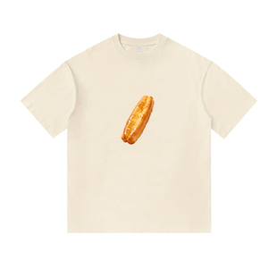 老油条小众设计慵懒感短袖T恤纯棉复古印花上衣服男女情侣装宽松