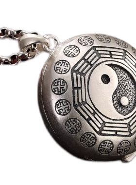 纯银嘎乌盒护身符项链空心吊坠