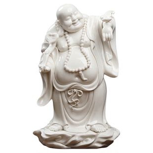 戴玉堂陶瓷摆件《福在眼前》德化白瓷佛像弥勒佛大肚笑佛家居饰品