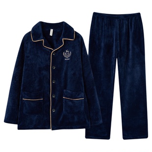 芬腾男士秋帅气睡衣珊瑚绒加厚柔软舒适亲肤可外穿保暖家居服套装