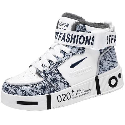 高帮男鞋2025新款冬季加绒加厚保暖雪地靴青少年潮流运动休闲板鞋