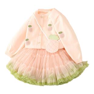 女童套装春秋季2026新款儿童洋气时髦宝宝春装开衫半身裙子两件套