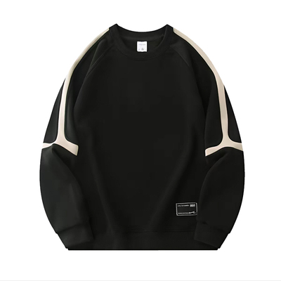 美式卫衣男款无帽圆领休闲上衣高街秋冬季加绒加厚保暖外穿宽松潮