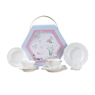 八义陶瓷碗盘餐具套装浮雕釉下彩宋逸花篮漂亮精致轻奢新中式盘碗