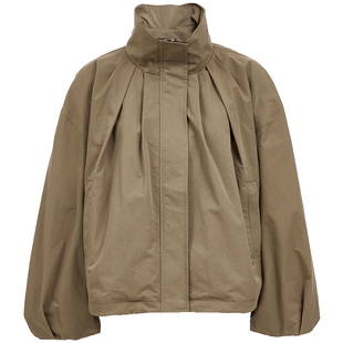 ONLY2026春季新款立领实用斜插口袋花苞立体袖舒适风衣外套女