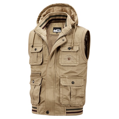 加绒连帽马甲男款秋冬季加厚坎肩