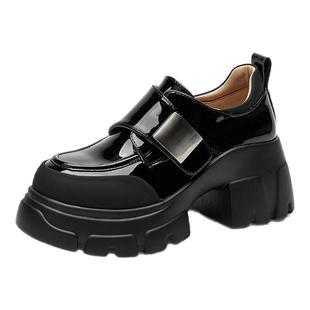 EBLAN/伊伴厚底乐福鞋女2025春秋新款百搭英伦风小皮鞋玛丽珍女鞋