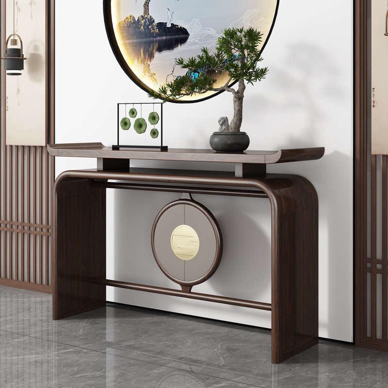 新中式玄关桌乌金木条实木窄客厅玄关靠墙供桌柜玄关台案入户门超