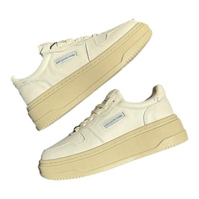 EPT鞋女厚底休闲小白鞋女新款真皮韩版百搭系带平底板鞋女潮鞋