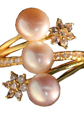 「双子星」天然淡水珍珠百搭戒指