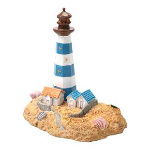 鱼缸造景灯塔装饰品特色小摆件网红瞭望塔卡通哨塔沉底微景观布景
