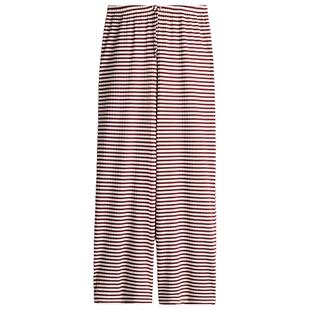 HM女装休闲裤夏季抽绳休闲简约潮流酒红色阔腿裤1259462