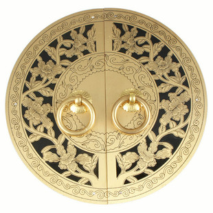 中式仿古橱柜拉手明清家具铜配件纯铜圆形书柜衣柜门窗柜门铜拉手