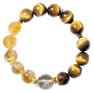 日进斗金天然巴西黄塔晶金发晶虎眼石水晶情侣手链手串饰品招守财