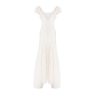 复古婚纱港风蕾丝礼服白色连衣裙影楼拍照写真服装少女法式轻婚纱