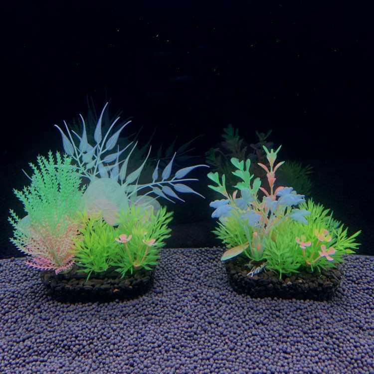 仿真迷你型夜光水草鱼缸装饰绿植小摆件懒人造景后景塑料草包邮