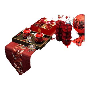 结婚装饰茶几装扮客厅摆件婚房布置新中式订婚宴婚礼接亲敬茶套装