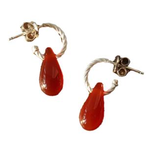 OLIO E ACETO 纯银红玛瑙水滴耳环 原创设计礼物高级耳饰 默叙