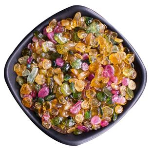 天然高品质彩碧玺碎石水晶原石摆件旺夫石佛前供曼扎七宝石裸石头