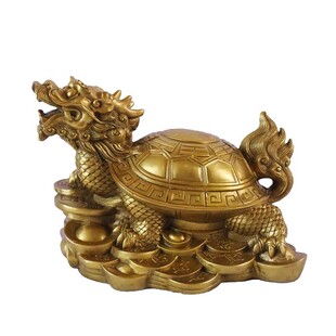 全黄铜龙龟摆件家居玄关装饰办公室礼品中式八卦龙头龟工艺品送礼