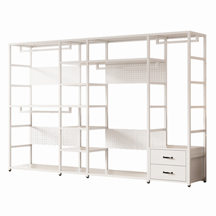 多功能金属衣帽架落地简约衣帽间铁艺挂衣架环保金属转角衣柜组合