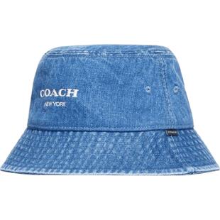 COACH/蔻驰奥莱男女通用白色丹宁布牛仔渔夫帽休闲高级
