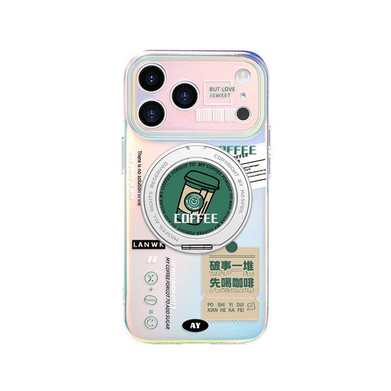 ANGYING × 先喝咖啡适用苹果18promax手机壳新款iphone17pro磁吸带支架ip16支点Lo5套全包高级感超薄女15/13