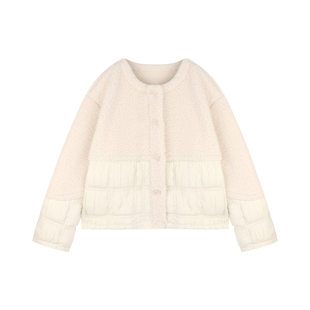 Amybaby女童上衣冬季2025新款拼接特色方格保暖拼接羽绒服外套